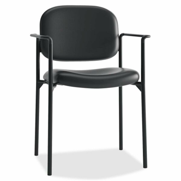 Fine-Line Guest Chair with Arms, 23.25 in. x 21 in. x 32.75 in., Lthr- Black FI686652